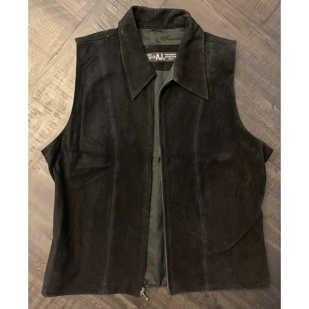AJ Vintage 80's/90's Black Suede Vest - Sz M